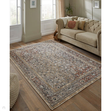 Legacy LEG03 Traditional Persian Medallion Border Soft-Touch Short Pile Polyester Flatweave Beige/Rust/Ivory Rug-Concept Looms-Rug Love - The Most Loved Rug Store